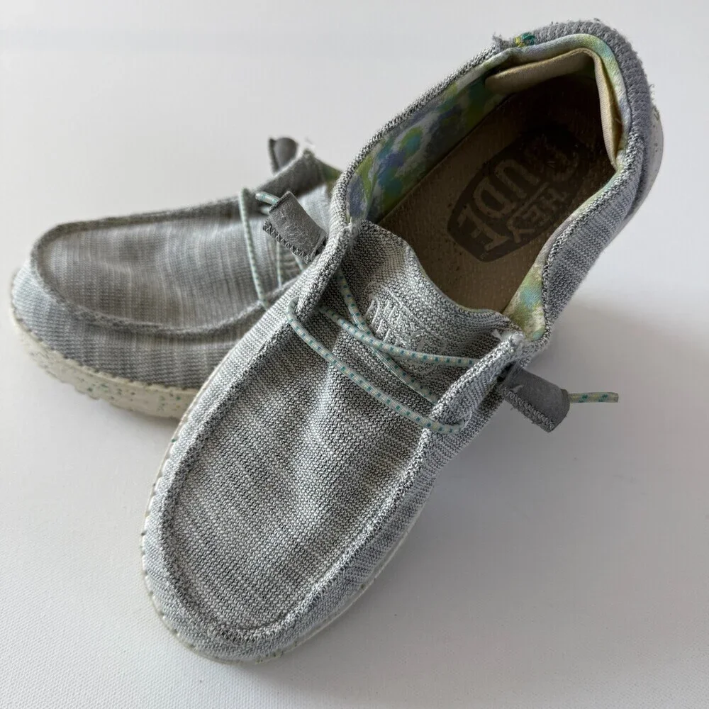 Heydude Wendy Stretch Pearl River Gray Casual Shoes, Women's Size 7, Slip-On